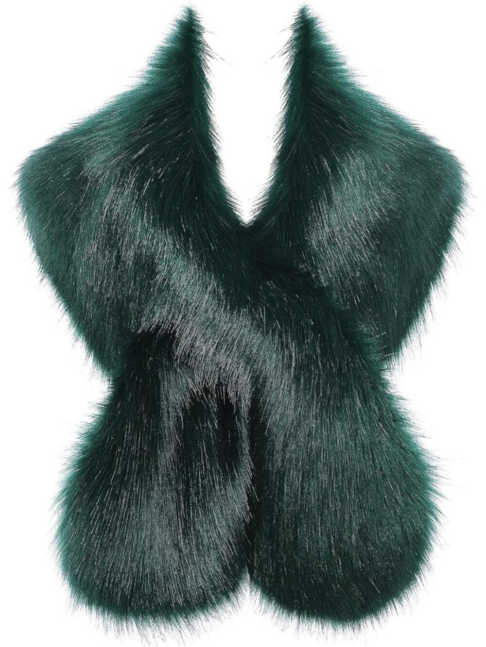 Babeyond Women's Dark Green Faux Fur Shawl Synthetic Stylish Collar Wrap Scarf